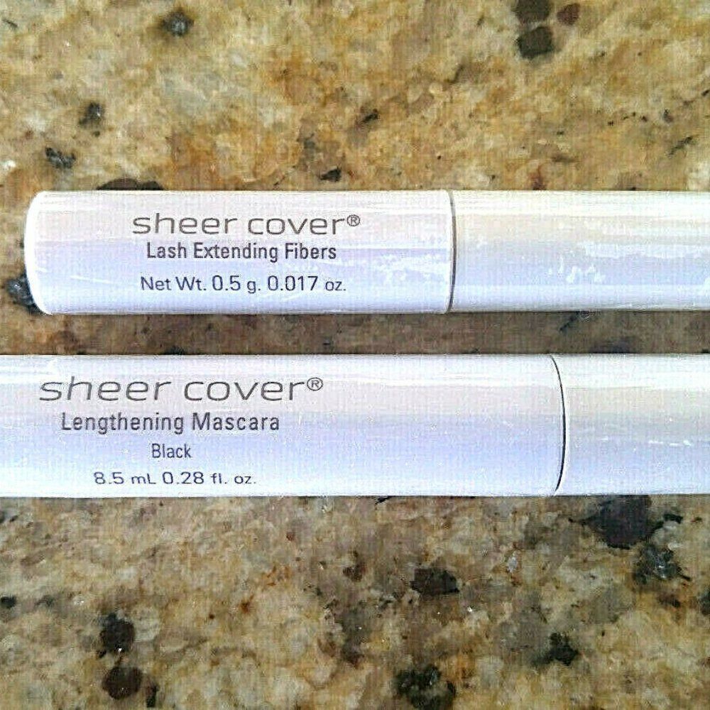 Sheer Cover Lengthening Mascara Black PLUS Lash Extending Fibers - New